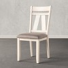 Roundhill Furniture Fasena Solid Wood Slat Back Upholstered Dining Chairs, Off White, Set of 2 - 2 of 4