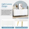 TIRAMISUBEST Luxurious Shoe Cabinet with 5 Metal Legs, Modern Shoe Rack with 4 Adjustable Shelves, Minimalist Sideboard Cabinet with Gold Lines Doors - 4 of 4