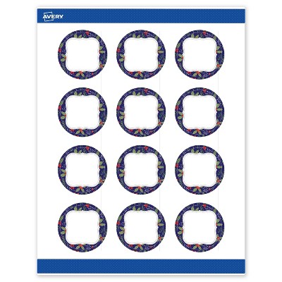Avery Labels, 2" Diameter, Silver-Navy, Matte, 120ct