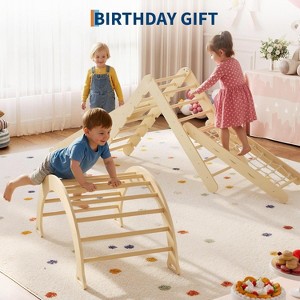 Baby Foldable Wooden Climbing Set - Indoor Jungle Gym with Arch, Ramp & Ladder, Toddler Climber Toys, Ideal Christmas Gift for Kids - 1 of 4