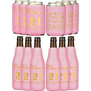 Meant2tobe 21st Birthday Can Cooler, Birthday Party Supplies - Pink - 12 Piece