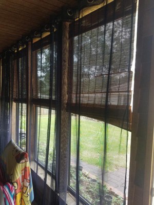 1pc 50x96 Light Filtering No Se'em Solid Mesh Indoor/outdoor Curtain Panel  Black - Outdoor Décor : Target