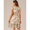 Allegra K Women's Floral Chiffon Flutter Sleeve Belted Square Neck Ruffled Hem Dress - 4 of 4
