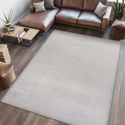 Light Gray 8' x 10' Solid Synthetic Washable Area Rug