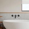 WOWOW 2-Handle Wall-Mount Brass Roman Tub Faucet with Long Spout Reach in Brushed Nickel (Valve Included) - 2 of 4