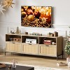 Whizmax TV Stand, Entainment Center with Storage Cabinets for 75 in TV, Rattan TV Console with Adjustable Shelf, Mid Century Modern TV Stand,Natural - 2 of 4