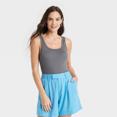 Women's Slim Fit Tank Top - A New Day™ Gray L : Target