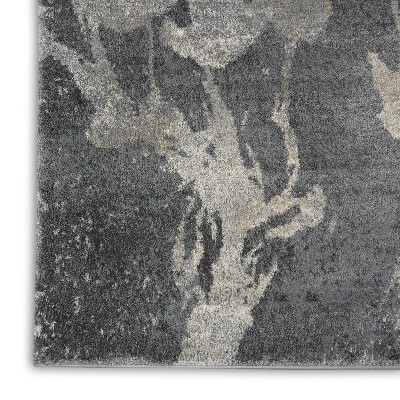 Beige and Grey Abstract Stain-Resistant Synthetic Area Rug