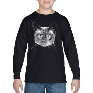 LA Pop Art Boy's Word Art Long Sleeve - Siamese Cat - 1 of 4