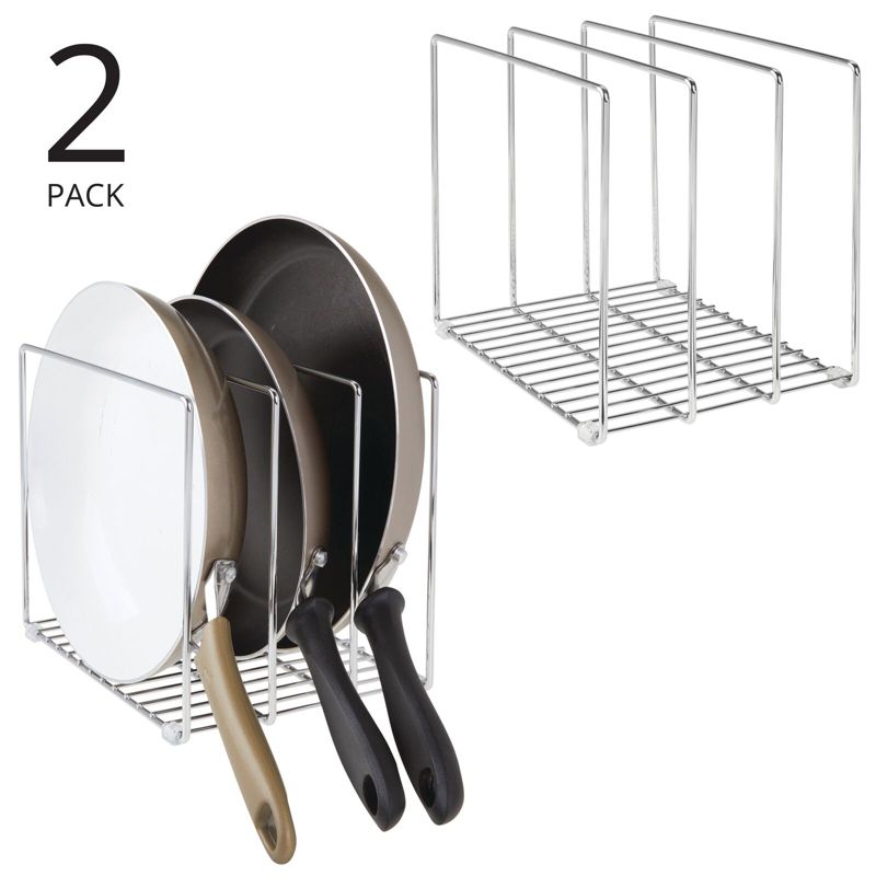 mDesign Steel Cookware Storage Organizer Rack for Kitchen - 2 Pack, 2 of 8