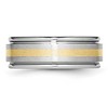 Black Bow Jewelry 8mm Cobalt & 14K Gold Inlay Satin & Polished Grooved Ridged Band - 3 of 4