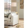 360 Lighting Modern Downbridge Floor Lamp 61 1/2" Tall Warm Gold Metal Off-White Linen Drum Shade for Living Room Reading Bedroom - 2 of 4