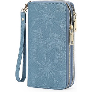 Clotth Womens Wallet - Large Capacity RFID Blocking Leather Wallet for Women Double Zipper Wristlet Clutch for Phone,Travel & Daily Use - 1 of 4