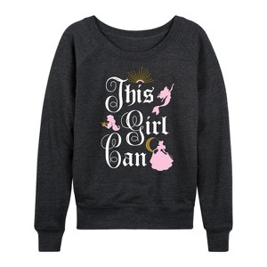 Women's - Disney Princess - This Girl Can Lightweight French Terry Wide Neck Long Sleeve Shirt - 1 of 4