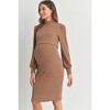 Hello Miz Women's Ribbed Double Layer Mock Neck Maternity Nursing Dress - 2 of 4
