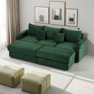 95" Convertible Sectional Sofa with 2 Ottomans & USB - 1 of 4