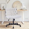 Criss Cross Chair with Wheels, Wide Seat Home Office Desk Chair, Armless Swivel Makeup Vanity Chair, Computer Task Chair for Home Office, White - 4 of 4