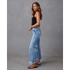 Clearlove Women's Ripped Bell Bottom Jeans High-Rise Distressed Raw Edge Hem Boyfriend Wide Leg Denim Pants - 3 of 4