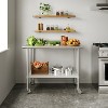 Flash Furniture Reese 30" x 36" Prep and Work Table with Stainless Steel Top Shelf, 4" Backsplash, Adjustable Galvanized Steel Undershelf, 4 Casters - 2 of 4