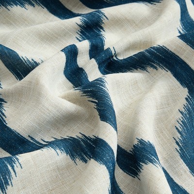 Indigo Ikat Geometric Blackout Grommet Linen Curtains