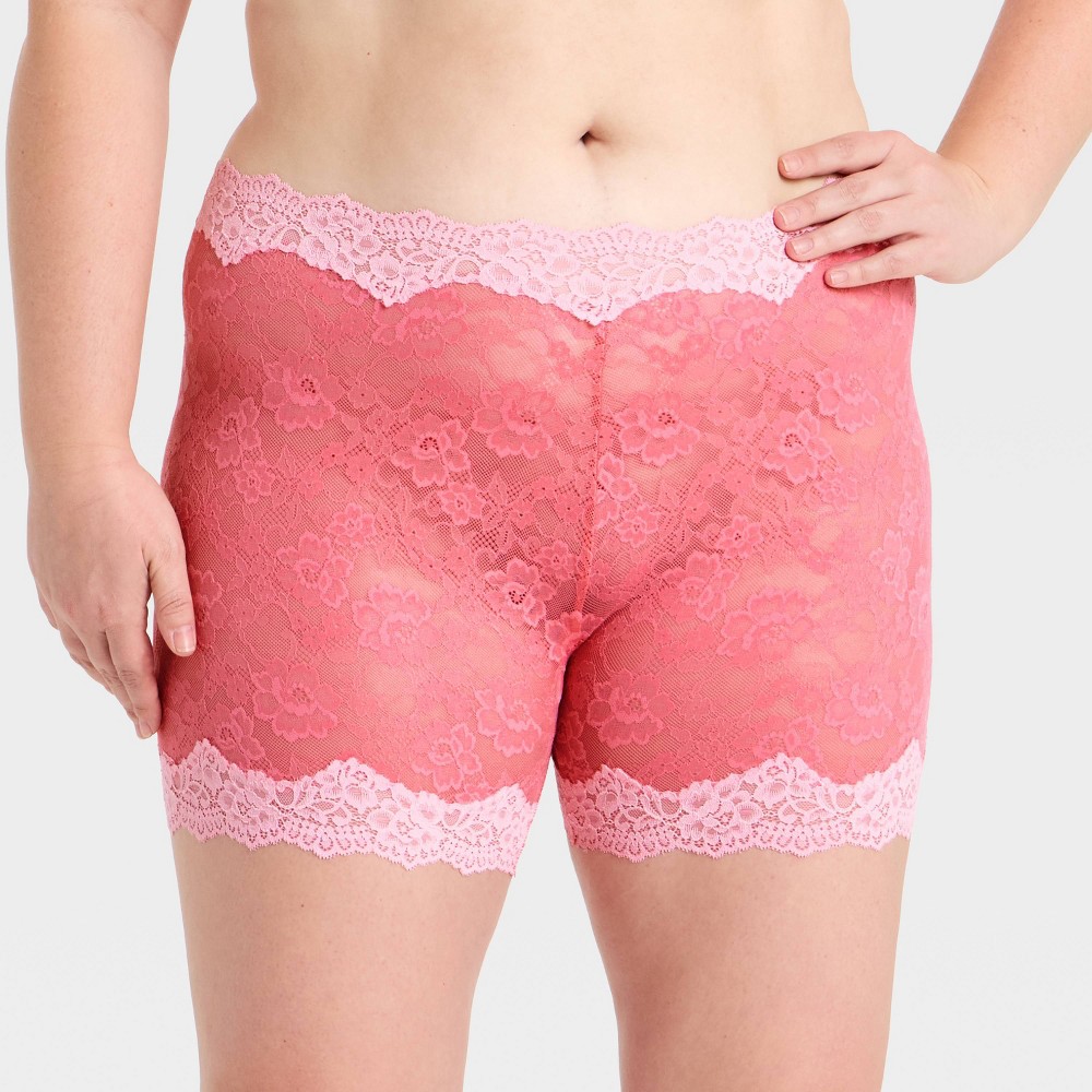 Women's Lace Boxer Brief Shorts - Wild Fable™ Pink XXL
