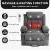Swivel Recliner Chair,Wide Rocker Chair with Heat Massage,Single Rocking Chair with 3 Positions,2 Side Pockets,Cup Holders,USB Ports,Remote Control - 3 of 4