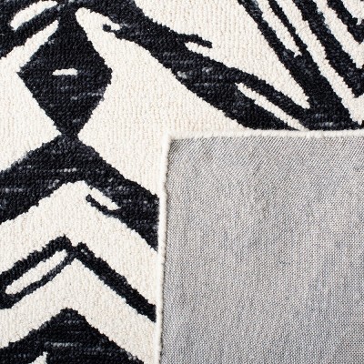 Elegant Square Black Hand-Tufted Wool Area Rug