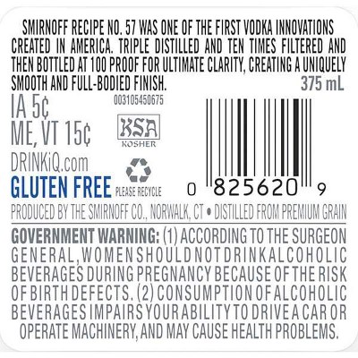 Smirnoff 100 Proof Vodka - 375ml Bottle