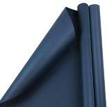 JAM PAPER Navy Blue Matte Gift Wrapping Paper Rolls - 2 packs of 25 Sq. Ft.