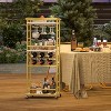 4 Tier Bar Cart with Wheels, Home Bar Serving Cart, Rolling Mini Wine Cart with Wine Rack and Glass Holder - 2 of 4
