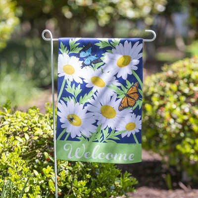 Spring Daisy Garden Suede Flag with Butterflies and Bee