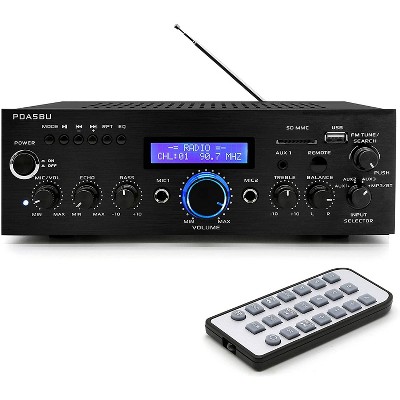 Pyle Pda6bu 200w 4 Ohm Bluetooth Lcd Home Stereo Amplifier Receiver With  Remote, Fm Antenna, Usb Flashdrive, And Auxiliary Input : Target