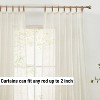 HLC.ME Lena Burlap Flax Linen Semi Sheer 3 Piece Kitchen Curtains Set, Light Filtering Transparent Window Tab Top Valance + Tiers Set - Natural Linen - 3 of 4
