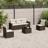 vidaXL Garden Sofa Set Brown and Cream PE Rattan Large Adjustable Feet - 2 of 4