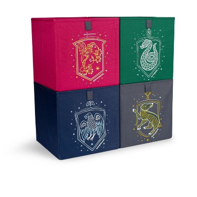 Robe Factory LLC Harry Potter Hogwarts Houses 11-Inch Storage Bin Cube Organizers | Set of 4