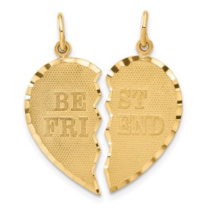 Black Bow Jewelry 14k Yellow Gold Best Friend Heart Set of 2 Charm or Pendants, 22mm - 1 of 4