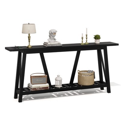 Crestlive Products 70 Inches Extra Long Sofa Table 2-Tier Industrial Entryway Table Narrow Entry Console Table with Storage