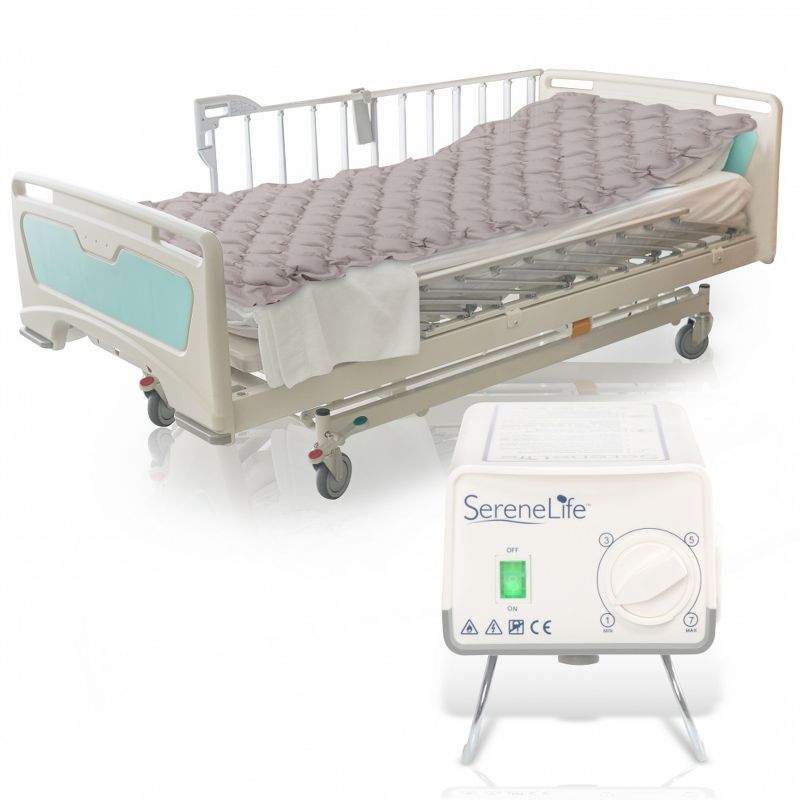 SereneLife Twin Size Self Inflatable Hospital Bed Medical Grade PVC Bubble Pad Air Mattress with Electric AC Pump, 1 of 8