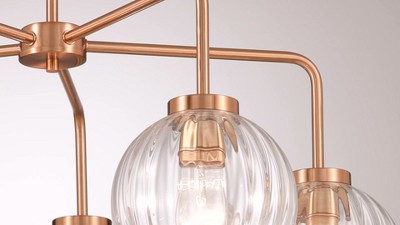 Modern Gold Metal Pendant Chandelier with Clear Glass Shades