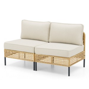 Buenhomino Patio Furniture Set – Outdoor Sectional Wicker Sofa with Cushions, All-Weather PE Rattan Conversation Set for Garden, Balcony & Poolside - 1 of 4