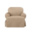 Heavy Weight Cotton Canvas T Cushion Chair Slipcover Khaki - Sure Fit: Durable, Machine Washable, Indoor Use - 2 of 3