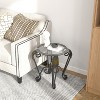 VYNXARIA Tempered Glass Surface Coffee Table Set of 3, Decor Elliptical Coffee Table with Round End Side Tables, Rustic Black - 4 of 4