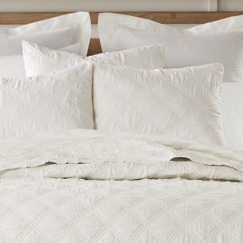 Linen Front/cotton Back Standard Quilted Sham - Cream - Levtex Home ...