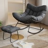 Outdoor Papasan Rocking Chair with Footrest, Oversized Lounge Chair with Ottoman and Sturdy Metal Frame, Patio Balcony Backyard Porch Bedroom, White - 2 of 4