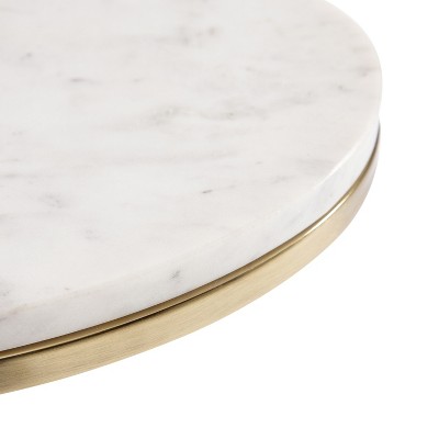 Gold Oval Marble Top C-Shaped Side Table