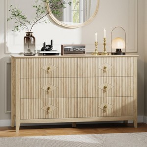Fluted Dresser 54 Inch Wide, 7-Drawer Wood Dresser for Bedroom, Modern Chest of Drawers, Storage Organizer Cabinet for Living Room, Hallway - 1 of 4