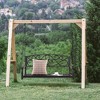 Costway Outdoor 2-Person Metal Porch Swing Hanging Patio Bench 485 Lbs Capacity Black\Brown - 2 of 4