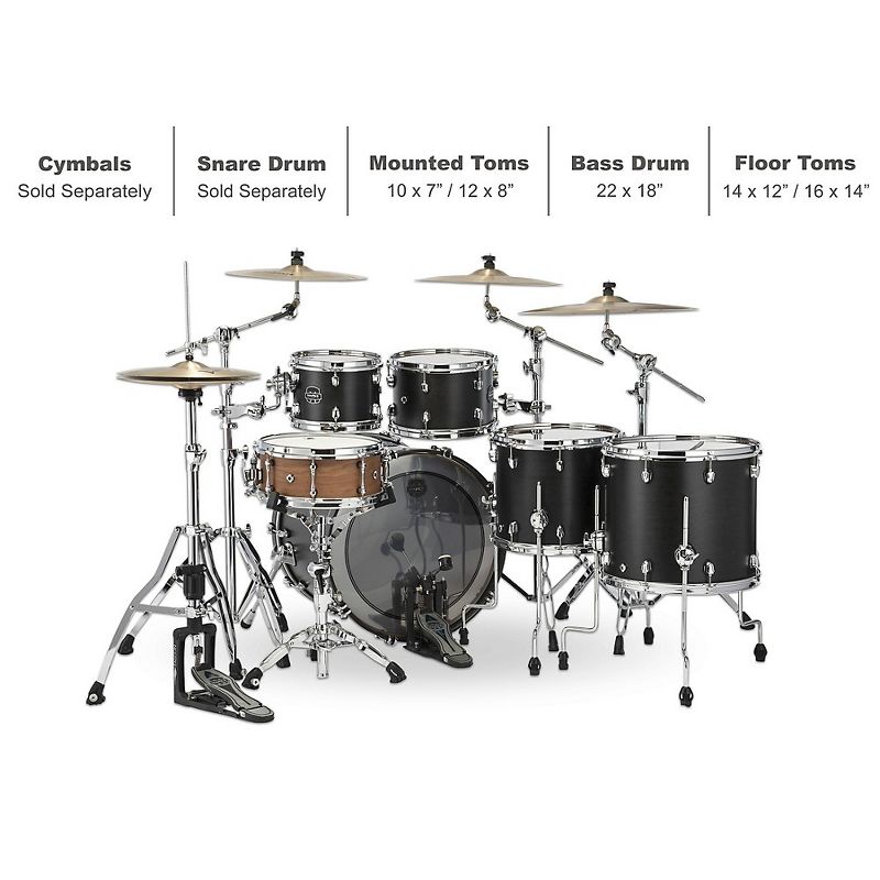 Mapex Saturn Studioease 5-Piece Shell Pack With 22" Bass Drum Satin Black, 2 of 4