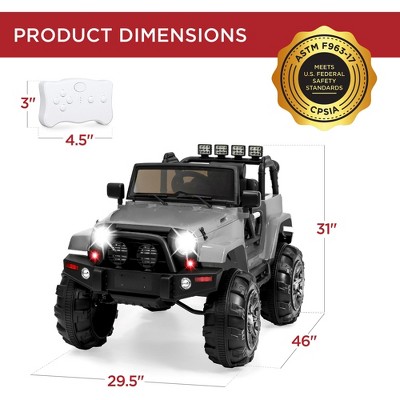 Light Gray 12V Kids Ride-On Truck with Remote Control