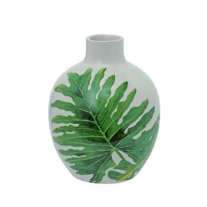 Transpac Dolomite 6.5 in. Multicolor Spring Leaf Vase - 1 of 2